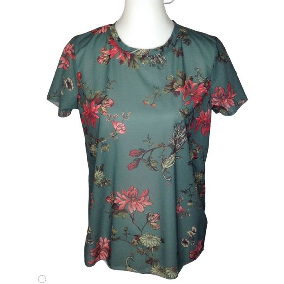 Hinge Nordstrom Forest Floral Sheer Tee S NWOT beautiful color - Picture 1 of 5